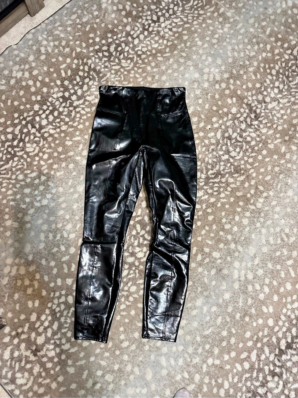 SPANX Faux Patent Leather Leggings in Black